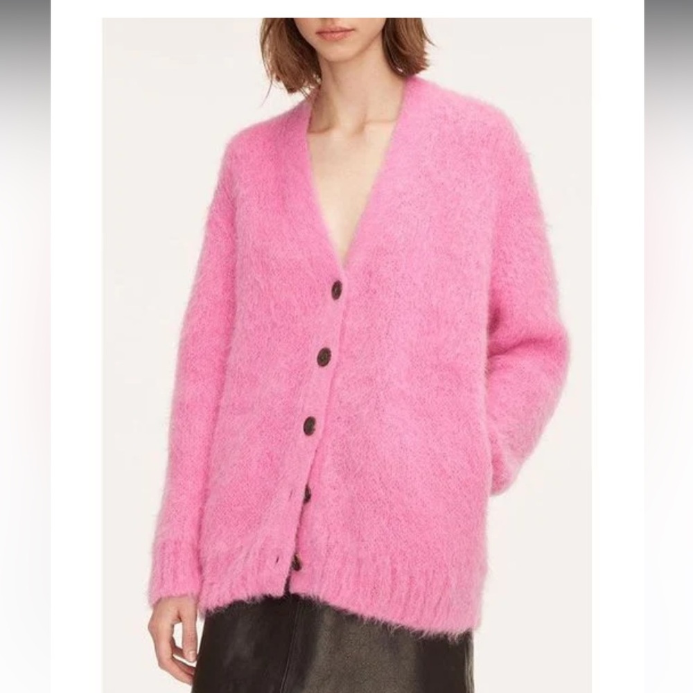 Rebecca Taylor  women’s bruised mohair Pink V-Neck Button Cardigan